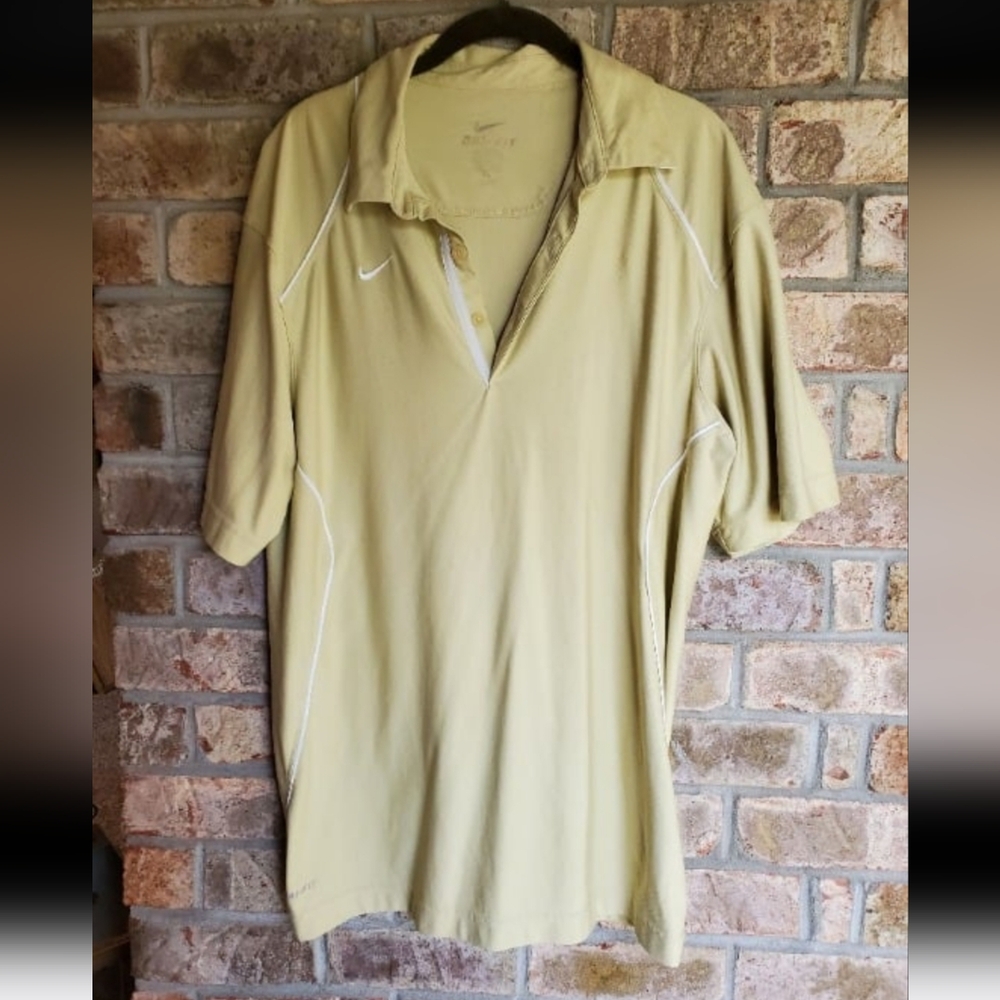Men's XL Nike Dri-Fit Tan Golf Polo Shirt short sleeve tee T-shirt Tshirt top
